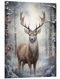 Foam board print Deer in Christmas Forest