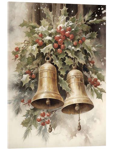 Acrylic print Christmas Bells and Mistletoe