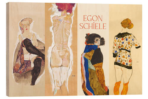 Holzbild Abstract Line Up - Egon Schiele