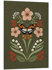 Aluminium print Floral Composition With Butterfly