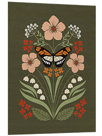 Quadro em PVC Floral Composition With Butterfly