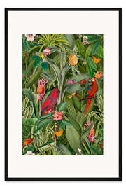 Gerahmter Kunstdruck Jungle Parrots Paradise