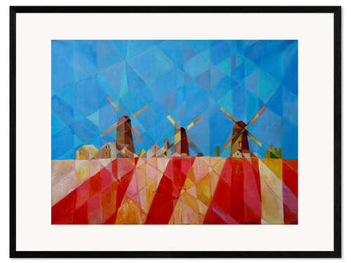 Plakat artystyczny premium w ramie Dutch Windmills and Tulip Fields