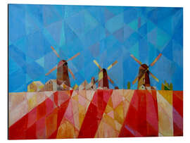 Magnettafel Niederländische Windmühlen und Tulpenfelder