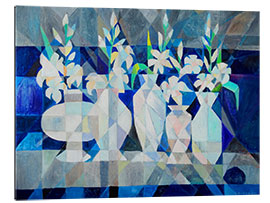 Tableau en plexi-alu Blue Still Life With White Flowers