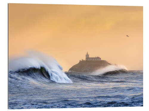 Cuadro de plexi-alu Waves and Lighthouse on the Asturian Coast, Spain