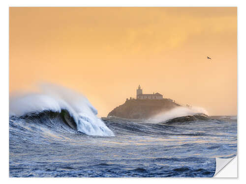 Sticker mural Waves and Lighthouse on the Asturian Coast, Spain