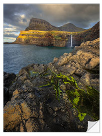 Sticker mural Múlafossur Waterfall, Faroe Islands