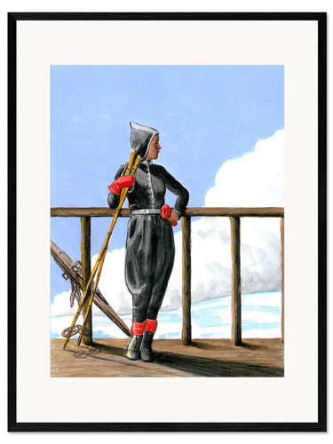 Framed art print Skier with Red Gloves