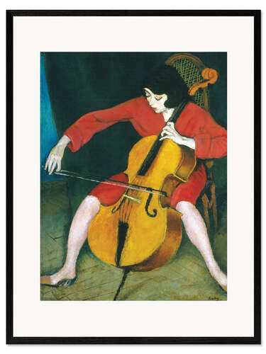 Impression artistique encadrée Woman Playing Cello, Róbert Béreny