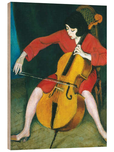 Wood print Woman Playing Cello, Róbert Béreny