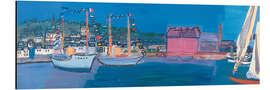 Aluminium print Boats, sea, small pavilions, houses, harbor, quay, sails