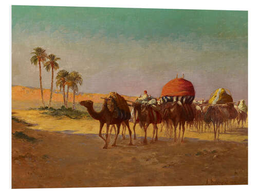 Bilde på skumplate Camel caravan in the Tunisian desert, Alexis Auguste Delahogue