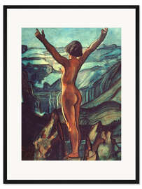 Gerahmter Kunstdruck Akt vor einer Landschaft