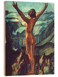 Wood print Nude in Front of a Landscape