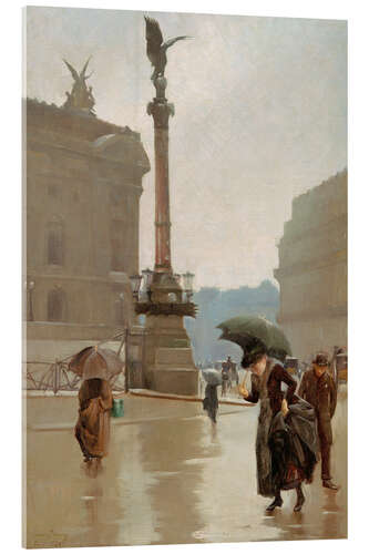 Tableau en verre acrylique La Rue Auber Sous la Pluie, Gustave Dennery