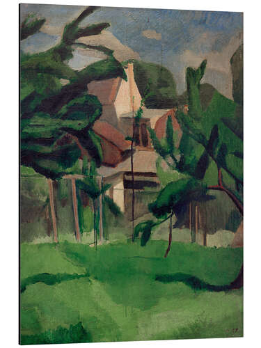 Stampa su alluminio Landscape With House, Róbert Berény