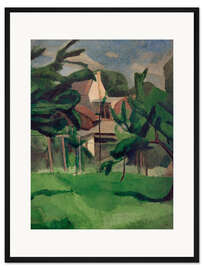 Gerahmter Kunstdruck Landschaft mit Haus