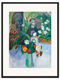 Gerahmter Kunstdruck Jeanne in den Blumen