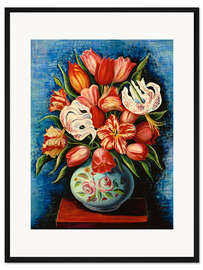 Gerahmter Kunstdruck Blumenstrauß mit Tulpen und Lilien