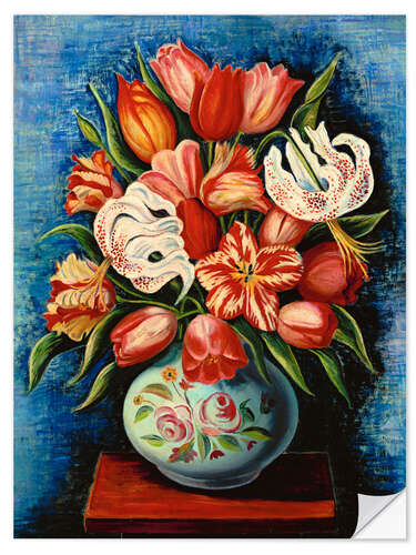 Selvklebende plakat Bouquet of Flowers With Tulips and Lilies