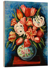 Wood print Bouquet of Flowers With Tulips and Lilies