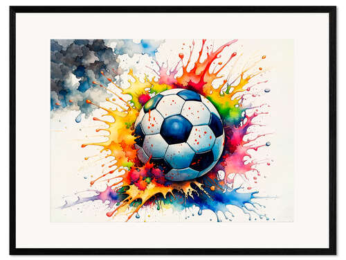 Impression artistique encadrée Football in Watercolour