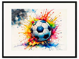 Impressão artística com moldura Football in Watercolour