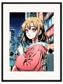 Gerahmter Kunstdruck Japanisches Anime-Mädchen I