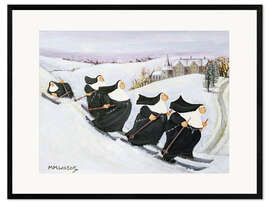Innrammet kunsttrykk Nuns Skiing