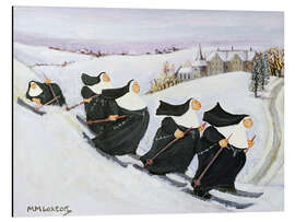 Magnettafel Nonnen beim Skifahren