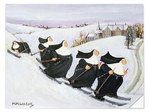 Sticker mural Nuns Skiing