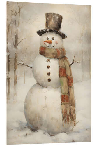 Acrylglas print Snowman With a Scarf