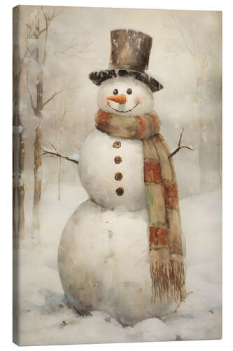 Tableau sur toile Snowman With a Scarf