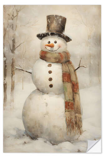 Naklejka na ścianę Snowman With a Scarf