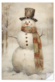 Selvklebende plakat Snowman With a Scarf