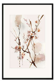 Gerahmter Kunstdruck Aquarell-Blüte I