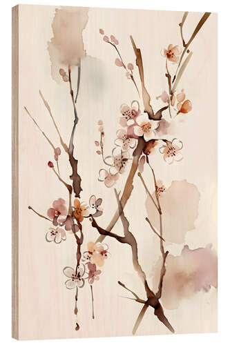 Wood print Watercoulor Blossom I