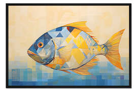 Gerahmter Kunstdruck Geometrischer Fisch II