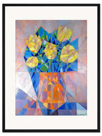 Gerahmter Kunstdruck Stillleben mit Gelben Tulpen