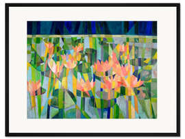 Gerahmter Kunstdruck Stillleben mit Wasserlilien