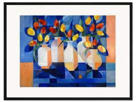 Gerahmter Kunstdruck Rote und gelbe Tulpen