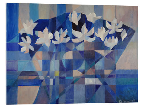 Foam board print Magnolias in Blue