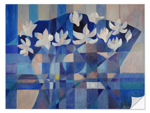 Sticker mural Magnolias in Blue