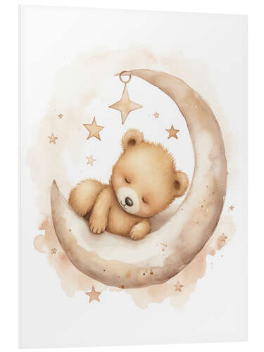 Foam board print Sleeping Teddybear on the Moon