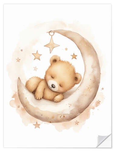 Sisustustarra Sleeping Teddybear on the Moon