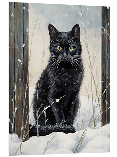 Foam board print Black Cat in Snow