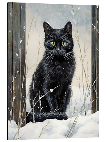 Gallery print Black Cat in Snow