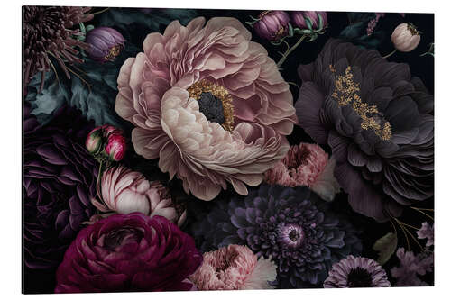 Aluminium print Dark Moody Flowers