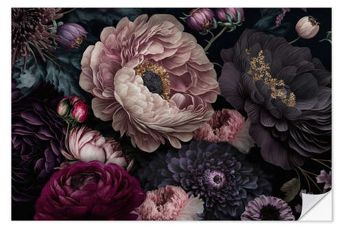 Sticker mural Dark Moody Flowers